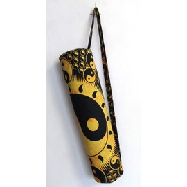 INDIAN CRAFT CASTLE Hippie Yoga Mat Carrier Bag with Shoulder Strap Yoga Mat Bag Gym Bag Beach Bag (Yellow Yin Yang)