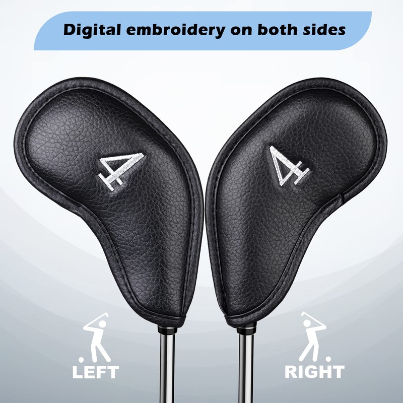 CRAFTSMAN GOLF Black Leather Iron Headcover Set 10pcs with No.