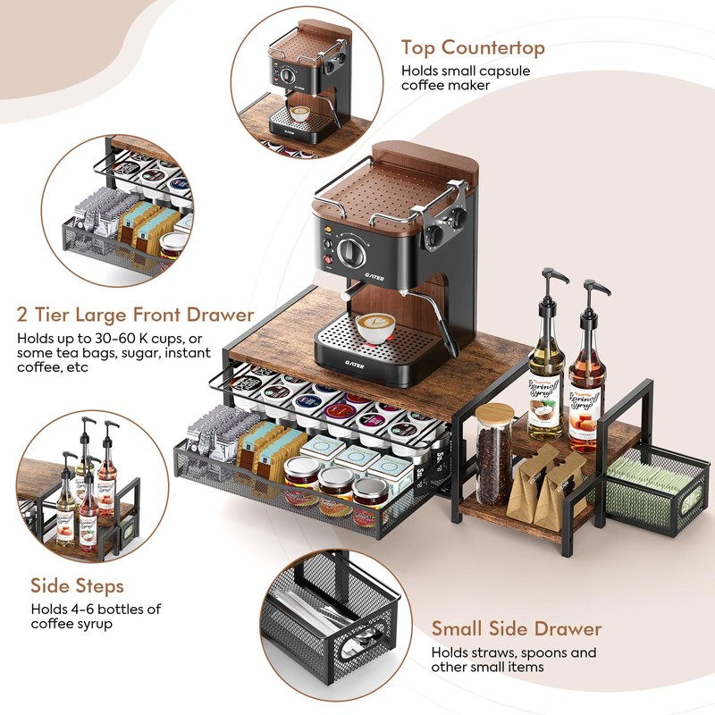 Kssiaz K Cup Holder, 2-Tier Coffee Pod Holder for 60