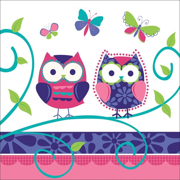 16-Count Paper Lunch Napkins, Owl Pal