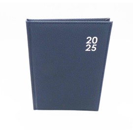 Sixstore Week to View 2025 A5 Diary WTV A5 Planner Hard Cover Bound PU Leather Diaries Blue Ribbon Page Marker
