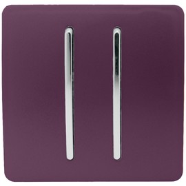 Trendi 2 Gang 2 Way Artistic Modern Glossy 10 Amp Rocker Tactile Light Switch Plum (Pack of 2)