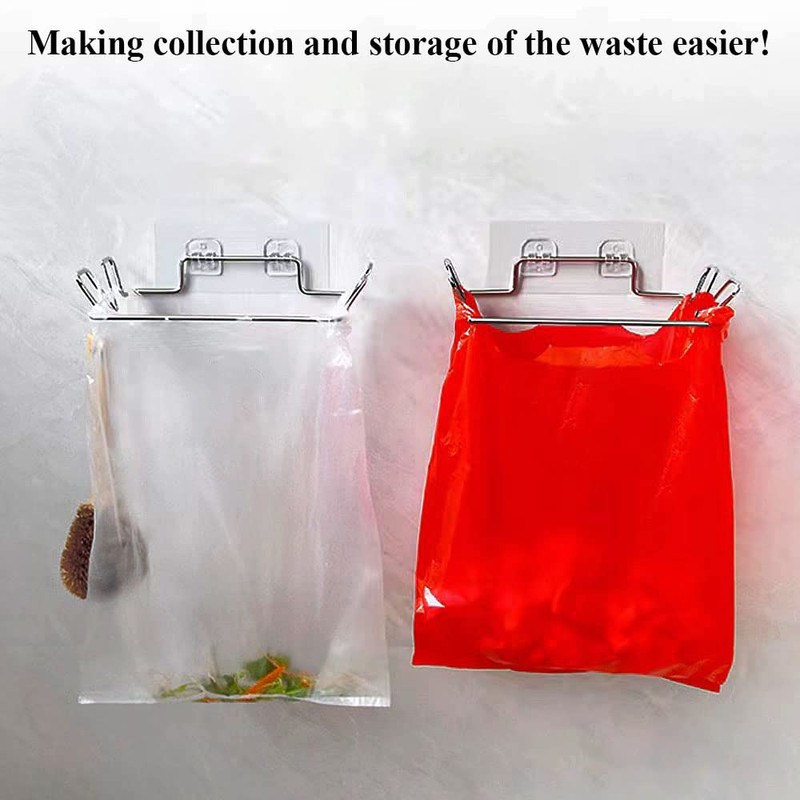 Trash Bag Holder for Cupboards Kitchen Cabinet Door, Stainless Steel