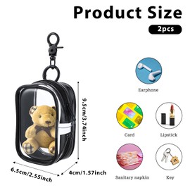 2 Pcs Clear Pouch Small, Makeup Bag Zipper Pouches Cases Toiletry Bag Clear Bags for Travel Transparent Cosmetic Bags Small Makeup Pouch Transparent Zipper Case for Travel Cosmetics Organizer