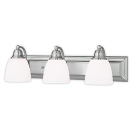 Livex Lighting 10503-91 Transitional Three Light Bath Vanity from Springfield Collection in Pwt, Nckl, B/S, Slvr. Finish, Brushed Nickel, 24 x 7 x 7