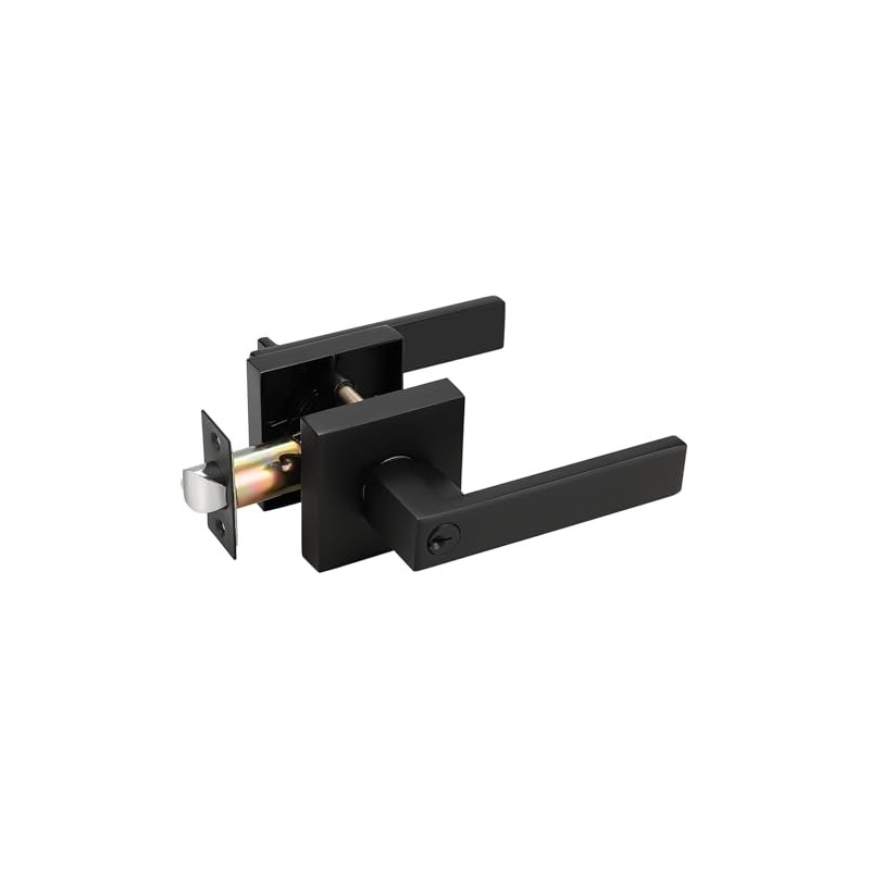 Probrico Entry Door Levers Matte Black with Keys, Heavy Duty