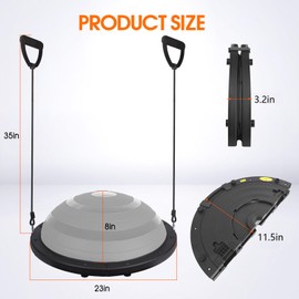 DQGM Half Balance Ball with Resistance Bands – Foldable Home Workout Trainer with Pump & Non-Slip Base – Ideal for Core Strength, Balance, Yoga & Pilates