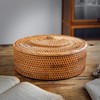 Rattan Basket With Lid, Lidded Wicker Storage Basket for Organizing,