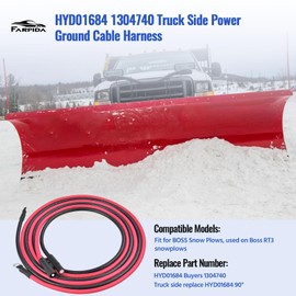 Farpida HYD01684 1304740 Truck Side Power Ground Cable 90" Fit for BOSS Plows Snow Plow Harness Repair Power/Ground Cable Truck Side Repair Harness Kit Replace BOSS HYD01684