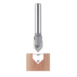SpeTool V Groove Router Bit Chamfer Router Bits Solid Carbide Router Bits 90 Degree CNC V Bit 1/2'' Cutting Diameter 1/4'' Shank for Chamfering Wood Carving Engraving Woodworking