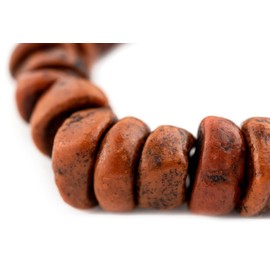 TheBeadChest Chunky Moroccan Coral Amber Resin Beads 24mm Morocco African Orange Disk Large Hole 11 Inch Strand Handmade