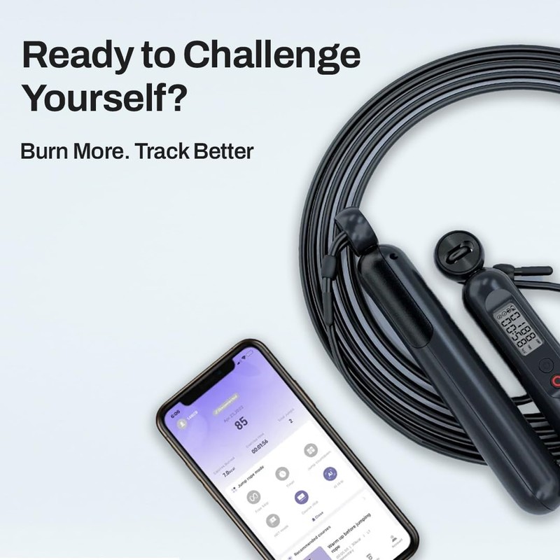 Smart Skipping Rope with Counter for Adult - Adjustable Wireless
