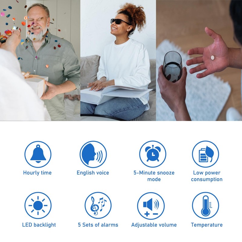 Hearkent Talking Clock for Elderly, Blind, Visually Impaired, English Voice