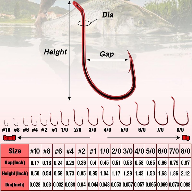 Octopus-Hook-Fishing-Beak-Circle-Hooks-Freshwater-Red-Black-100-50 Pack (1-Red, 4/0 50-Pack)