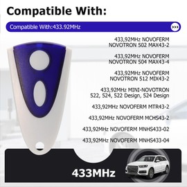 2PCS Garage Door Opener Remote Control Replacement for Novoferm Novotron 502 MAX43-2 Novotron 512 MIX43-2 433.92MHz