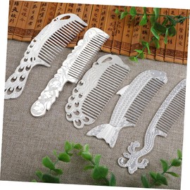 Baluue 2Pcs Silver Hair Comb Set Healthier Hair Care Comb for Styling Random Design for Men and Women Anti-Static Hairdressing for Home and Travel