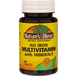 Nature's Blend Multiple Vitamin With Minerals Tablets No Iron - 100 Tablets, Pack of 2