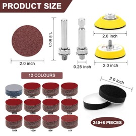 244PCS Sanding Discs Pad Variety Kit for Drill Grinder Rotary Tools Attachment with 2PCS 1/8"&1/4" Shank Backer Plate, Sanding Disc, Round Sandpaper(Sanding Pads Includes 80-3000 Grit)