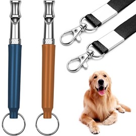 HRYYDS 2 Pack Dog Whistle, Dog Whistle to Stop Barking Neighbors Dog, Adjustable Ultrasonic Silent Dog Whistle, Professional Recall Dog Training Whistles, with Lanyard (Blue&Orange)