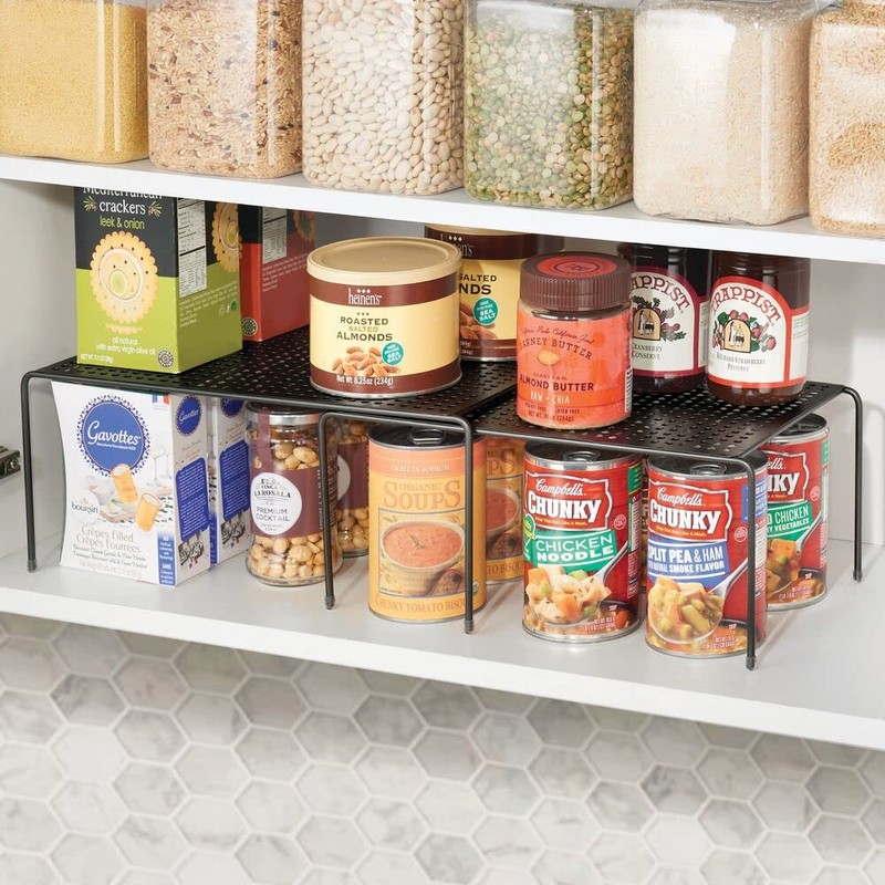 mDesign Shelf Insert for Kitchen Cupboard - Practical Metal Crockery