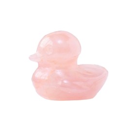 Runyangshi 1PCS Duck Figurine Statue Natural Crystal Rose Quartz Duck 1.18" Healing Crystal Stone Hand Carved Lucky Duckling Sculpture Home Desk Office Decoration Duck Lover Gift