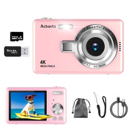 Digital Camera (4K Video Recording, 50 Million Pixels) Digital Camera, 32 GB Micro SD Card Included, AF Autofocus, Compact Camera, 2.7 Inch Large Screen, 16x Zoom, Flash, Image Stabilization, Webcam