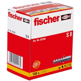 fischer Expansion Plug S 8, 100 Pieces, 50108