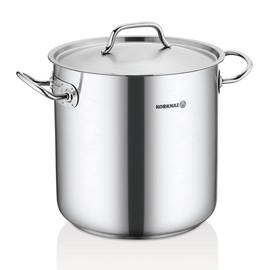 Korkmaz Proline Extra Deep Stock Pot 32x32 Cm 27 Quart 18/10 Stainless Steel Casserole Stockpot With Lid and Handles Silver