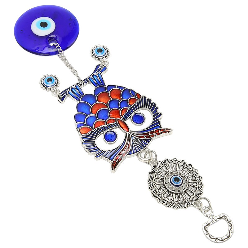 Blue Eye Owl Keychain Good Luck Beautiful Blessing Amulet Car