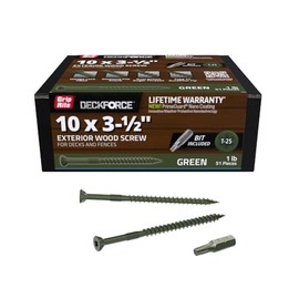 Grip-Rite GRDF312STGR1 DeckForce #10 x 3-1/2" Nano Coated Wood Screws, Green, 1lb Box