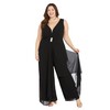 R&M Richards Elegant Sleeveless Wide-Leg Jumpsuit W/Chiffon Overlay & Rhinestone
