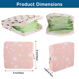 Pack of 3 Tampon Storage, Small Sanitary Napkin Storage Bag, Portable Period Bag for Women, Teenagers, Girls, Women (Pink Beige Green)