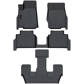 Auxko All Weather 3 Row Floor Mats for Jeep Grand Cherokee L 2021-2024(6 Passenger Without Center Console) Rubber TPE Floor MatS Liners Black