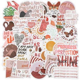 JIEYAO Boho Aesthetic Stickers, Pack of 50 Inspirational Vintage Stickers, Motivational Aesthetic Stickers, Waterproof Vinyl Affirmation Stickers for Adults, Children, Teachers, Laptop, Phone