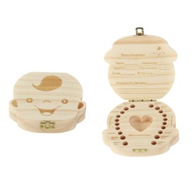 Wooden tooth box for boys or girls.