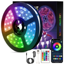 YILINM Smart LED Strip Lights,16.4FT RGB led lights for bedroom,with 24Key Remote and App,Music Sync Color Changing,Adjust 16 Million Colors Led Light Strips,for Room Home Kitchen Decor Party