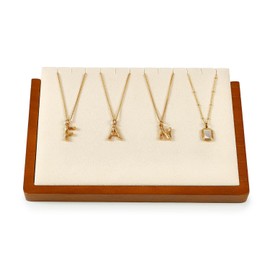 Papten Solid Wood Necklace Display Stand,Wooden Jewelry Display Stand for Necklaces Pendant with 12 Slots(Beige)