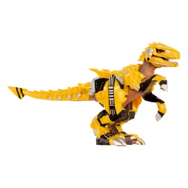 Armor-Up Yellow Raptor Dinosaur Blaze Toy Figure with 7 Removable Armor Pieces and Tail-Triggered Chomp Action, 7" H x 15.2" L, Kids, Boys, Girls, Ages 6+