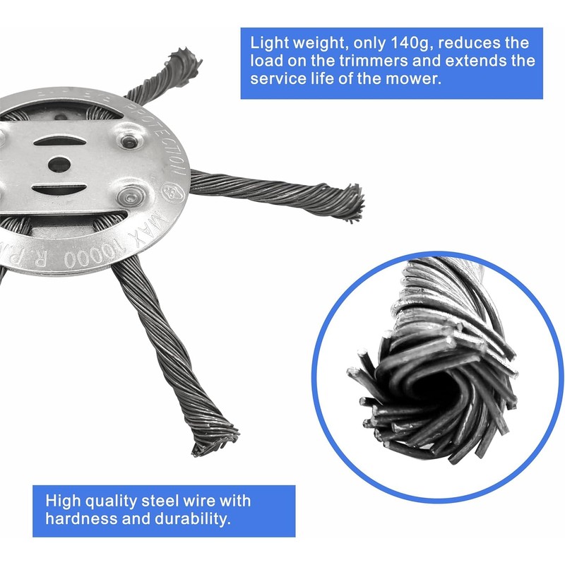 2Pack 6 inch Steel Wire Weed Brush Cutter Trimmer Head