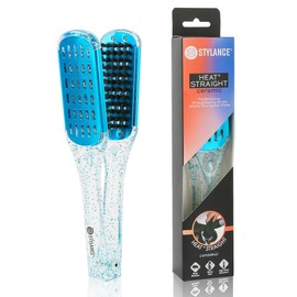 STYLANCE Boar Bristle Clamp Hair Brush, Ceramic Double Sided Brush Clamp Straightener,Detangling, and Styling Hair