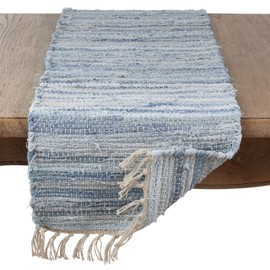 Saro Lifestyle Chindi Table Runner With Denim Design, Denim, 16"x54"