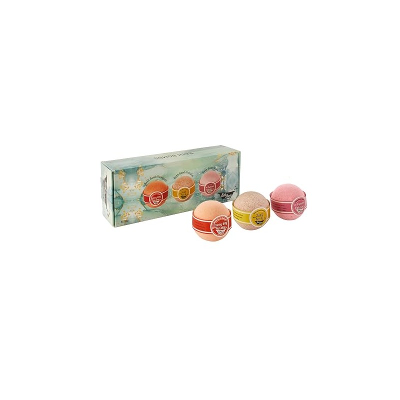 Gift Box with 3 Bath Bombs: Rose, Vanilla, Kumquat