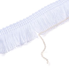 Beadthoven White Fringe Trim 25mm Fiber Lace Trim Fringe Sewing Embroidered Ribbon 25 Yards for Clothes Wedding Curtains Dresses Lampshade Home Decoration