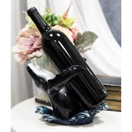 Ebros Deep Ocean Marine Leaping Baleen Humpback Whale Wine Bottle Holder Statue 8.5" Long Nautical Sea Coastal Boating Fish Themed Storage Caddy Figurine