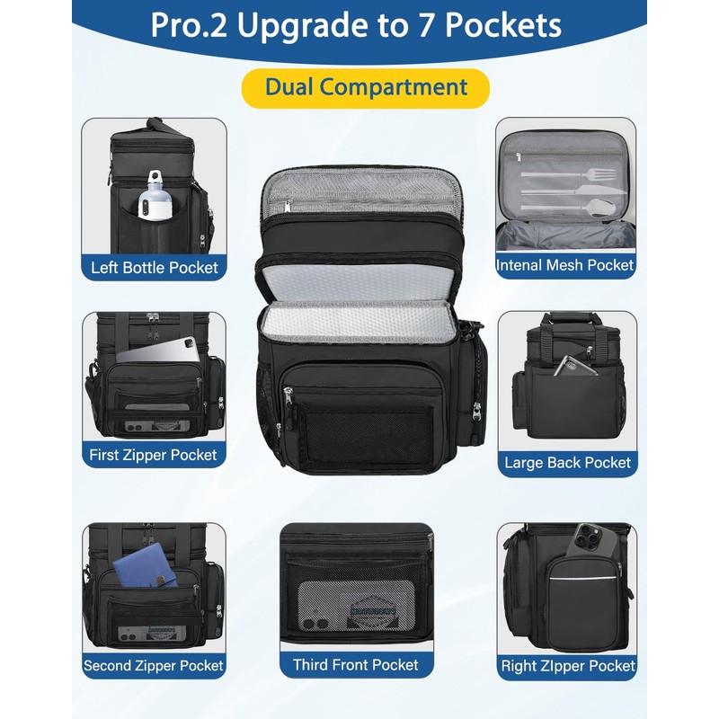 Expandable Lunch Box Cooler Bag - Insulated Heavy Duty Lunch