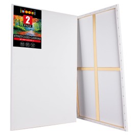 idoobi Stretched Canvases for Painting 2 Pack Canvas 30x40 100% Cotton Large Canvas Boards for Painting, White Painting Canvas for Oil, Acrylic Paint & Other Painting Media