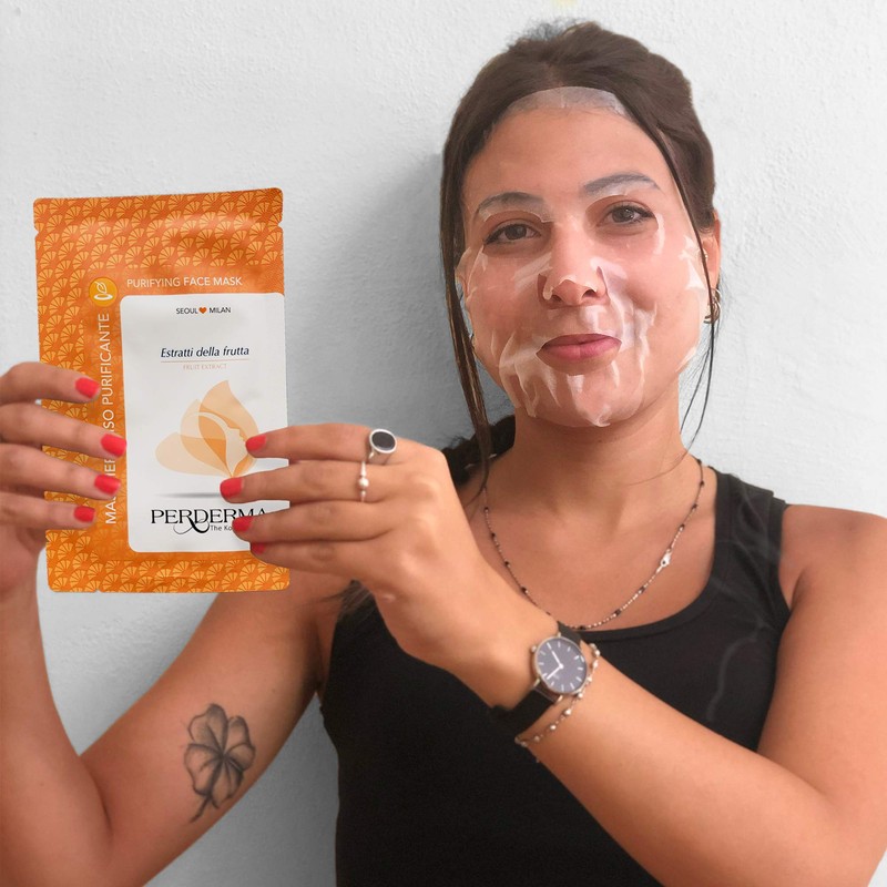 Perderma Korean Purifying Face Sheet Mask with Fruit Extracts, Helps