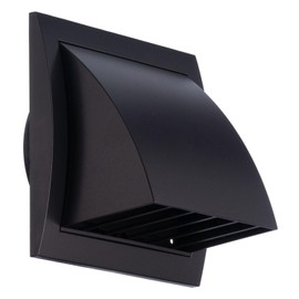 Steinberg14 Anthracite 100mm / 4'' Plastic Cowled Hooded Air Ventilation Wall Grille with Round Spigot and Wind Baffle Backdraught Shutter