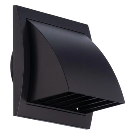 Steinberg14 Anthracite 100mm / 4'' Plastic Cowled Hooded Air Ventilation Wall Grille with Round Spigot and Wind Baffle Backdraught Shutter