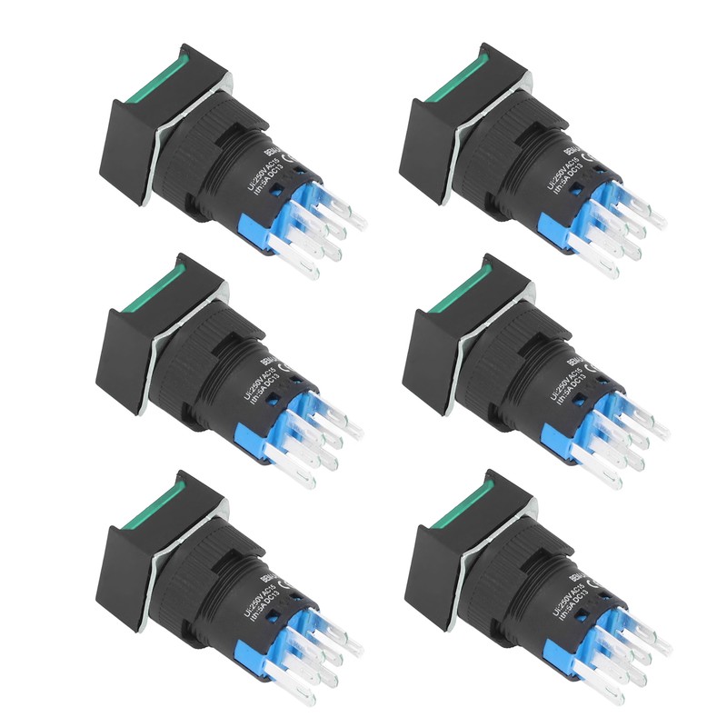 25PCS Push Button Switch with Light 16mm Square Self Locking